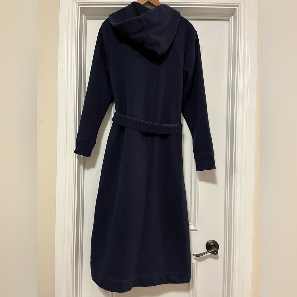Land’ End Women’s Size Large Navy Blue Serious Sweats Fleece Lined Bathrobe Robe - Picture 7 of 11